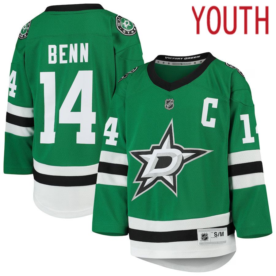 Youth Dallas Stars 14 Jamie Benn Kelly Green Home Replica Player NHL Jersey